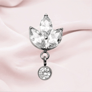 Joya clover marquise cristal blanco deluxe / Helix piercing, titanio grado implante