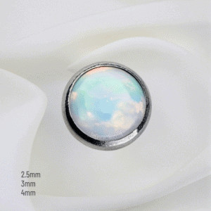 Joya piedra de ópalo blanco bezel / Helix piercing, titanio grado implante