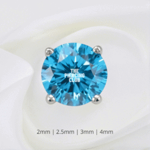 Joya cristal azul aguamarina deluxe / Helix piercing, titanio grado implante