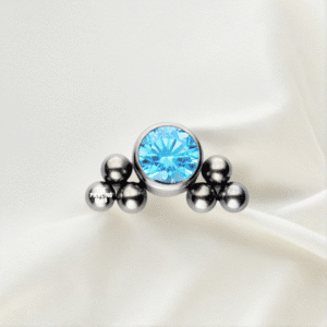 Joya sixball con cristal aguamarina deluxe / Helix piercing, titanio grado implante