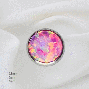 Joya piedra de ópalo rosado bezel / Helix piercing, titanio grado implante