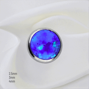 Joya piedra de ópalo azul bezel / Helix piercing, titanio grado implante