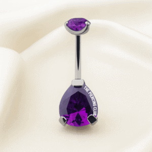 Joya con cristal gota púrpura deluxe / Navel (Ombligo) piercing , titanio grado implante