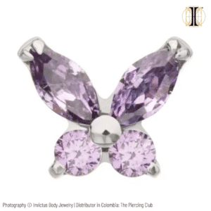 Joya mariposa con cristal púrpura deluxe / Titanio grado implante / INVICTUS
