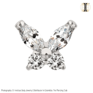 Joya mini mariposa con cristal blanco deluxe / Titanio grado implante / INVICTUS