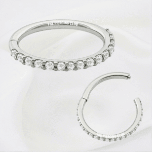 Aro, argolla cristal blanco deluxe / Helix piercing, titanio grado implante