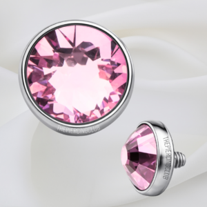 Joya con cristal rosado plano / Microdermal, titanio grado implante (14G)